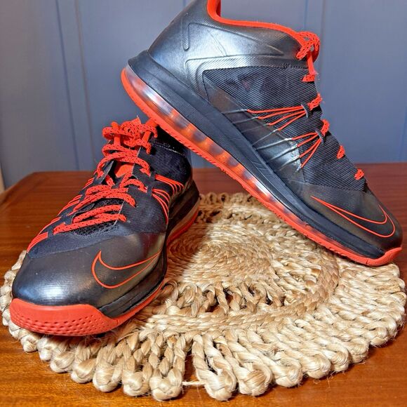 Nike Air Max LeBron 10 Size 12.5 Low 575765-001 Black Orange Basketball 2013\u200e